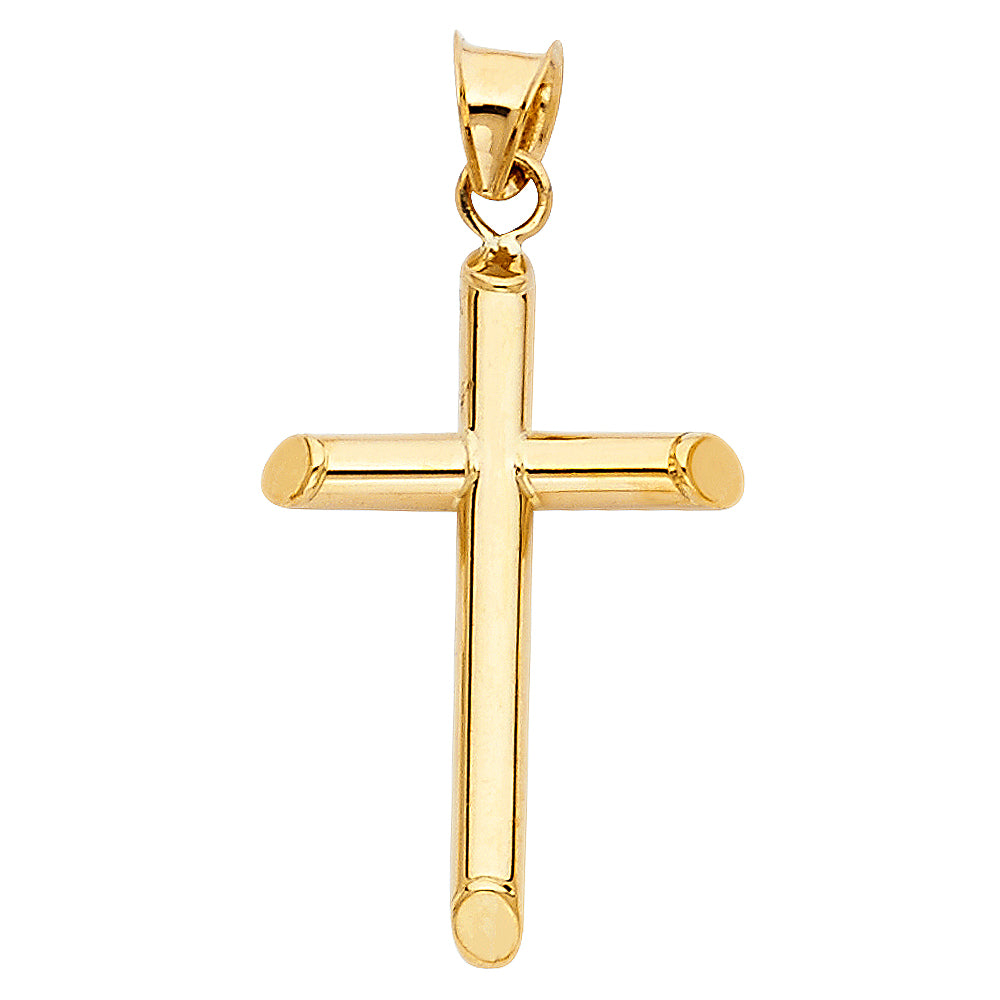 14K YELLOW GOLD HOLLOW CROSS PENDANT