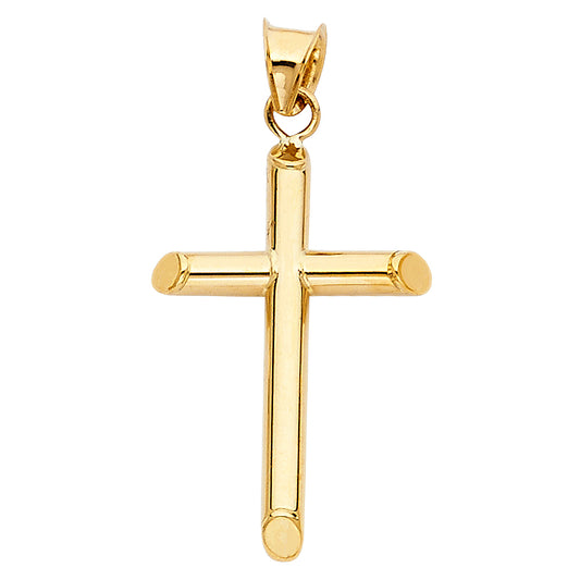 14K YELLOW GOLD HOLLOW CROSS PENDANT