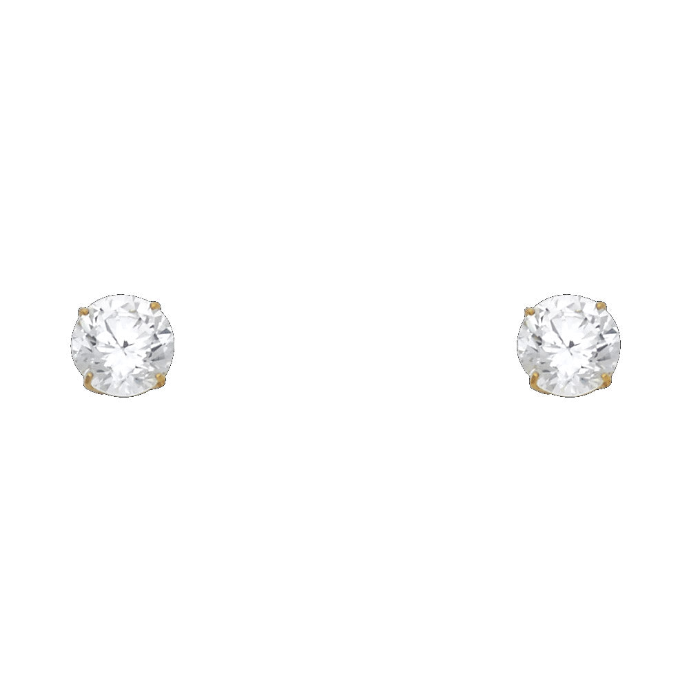 14K YELLOW GOLD ROUND STUDS CZ 7MM