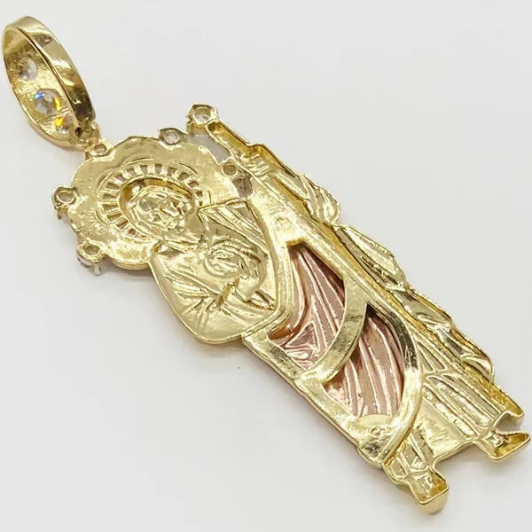 14K TRI COLOR ST.JUDE CZ 86.21MM LENGTH FROM BALE 27.69MM WIDTH