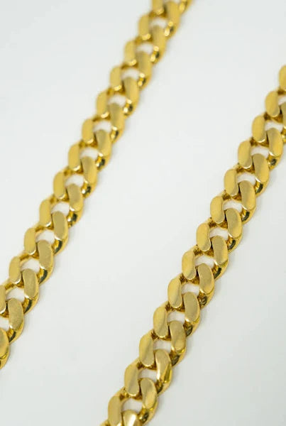 14K YELLOW GOLD MONACO CHAIN WITH BOX CLASP CZ UNISEX 6.6MM WIDTH 2.27MM THICK