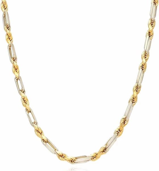 14K TWO TONE SOLID GOLD MILANO CHAIN 6.23 WIDTH  6.76MM LENGHT 22"