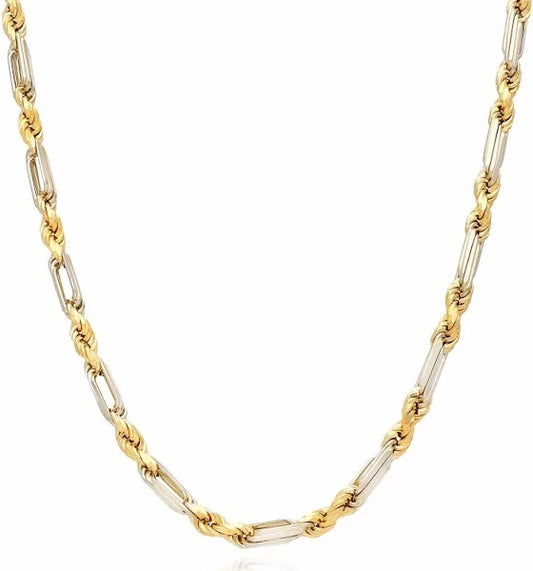 14K TWO TONE SOLID GOLD MILANO CHAIN 6.23 WIDTH  6.76MM LENGHT 22"