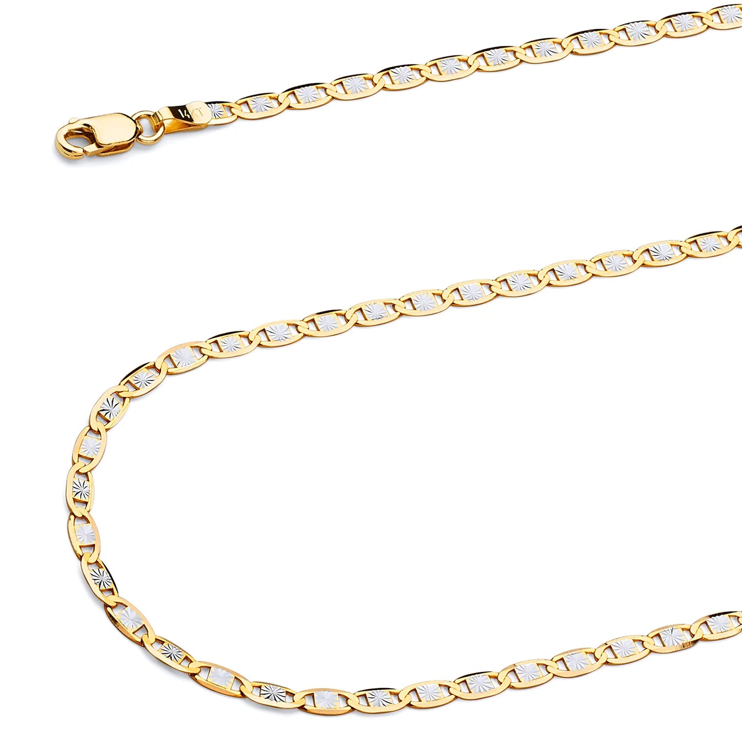 14K TWO TONE GOLD VALENTINO CHAIN 20" 2.28MM, 3.1G