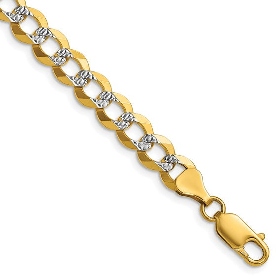 14K YELLOW GOLD WITH PAVE CONCAVE CUBAN CHAIN 24" 8.56MM 27.7G
