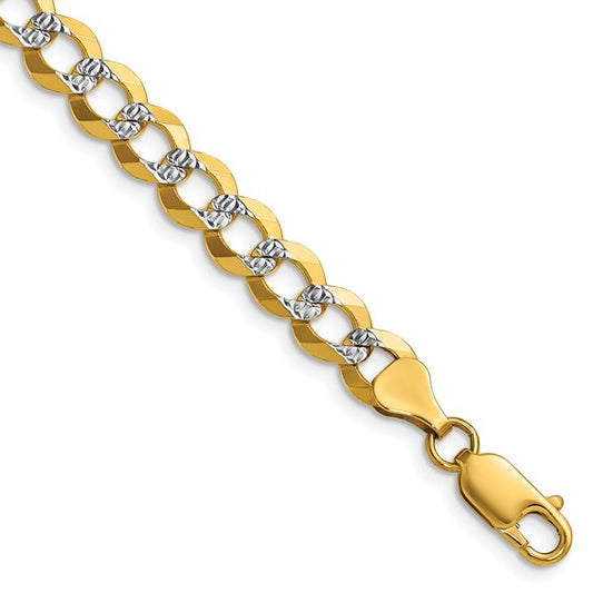 14K YELLOW GOLD WITH PAVE CONCAVE CUBAN SOLID CHAIN 7.16MM 26" LENGTH