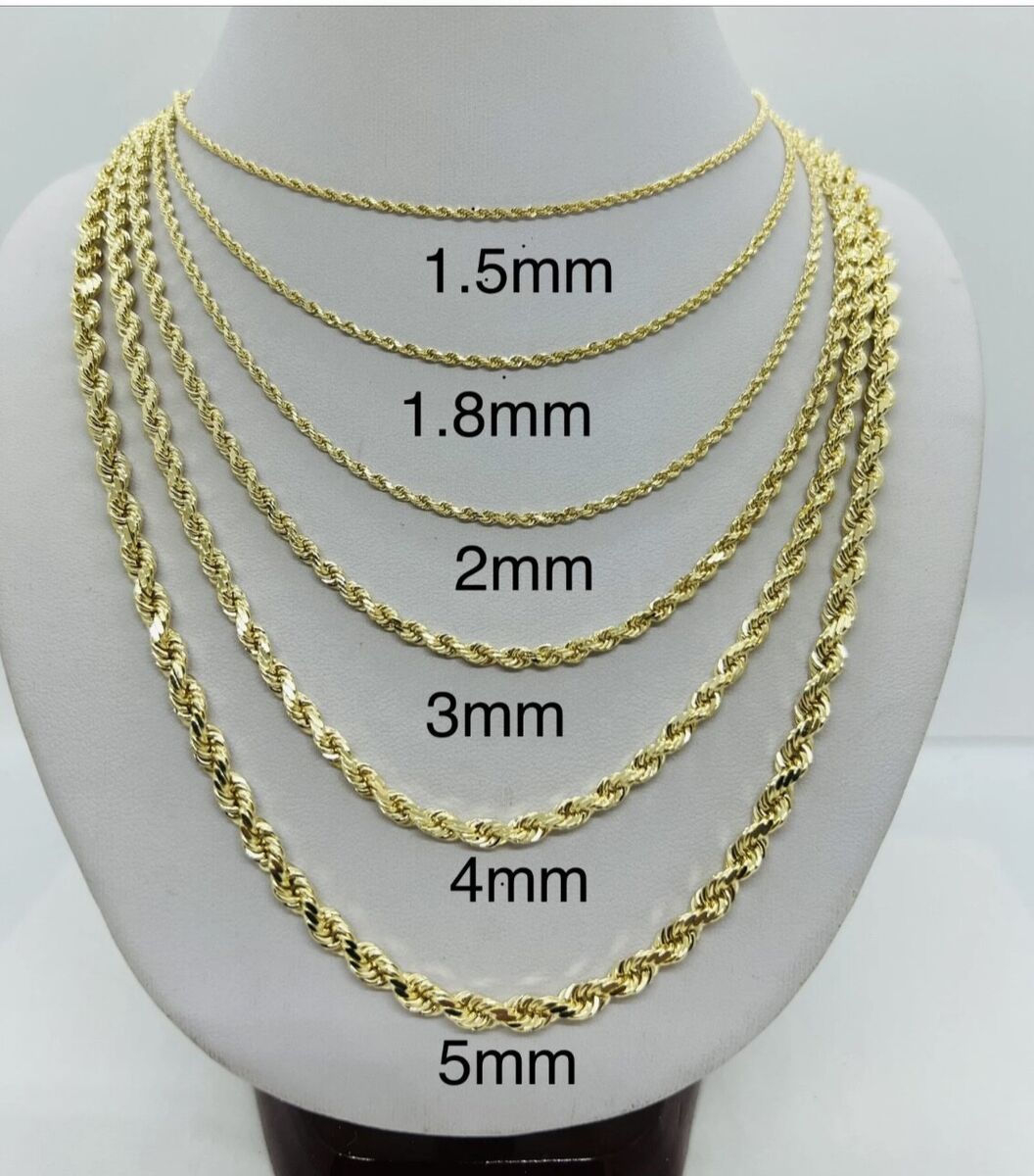 14K YELLOW GOLD SOLID ROPE CHAIN 3.95MM 26" UNISEX