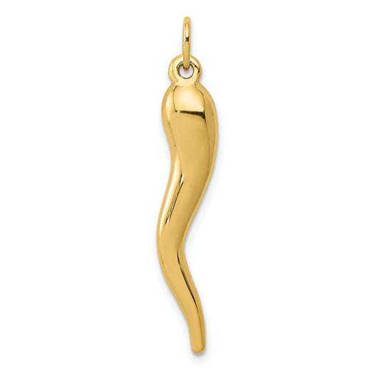 14K YELLOW GOLD HOLLOW ITALIAN HORN PENDNAT