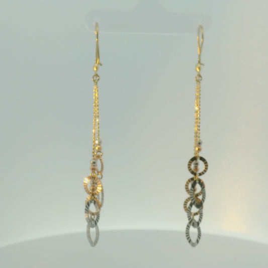 14K TRI COLOR GOLD DANGLING EARRINGS WOMEN