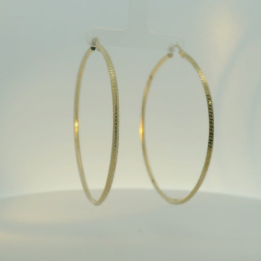 14K YELLOW GOLD GREEK KEY HIGH POLISH HOOPS 66.22MM LENGTH 60.80MM WIDTH