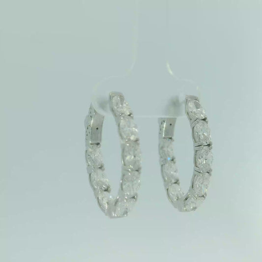 WHITE GOLD HOOPS EARRINGS WITH LAB DIAMONDS 3.96CTW