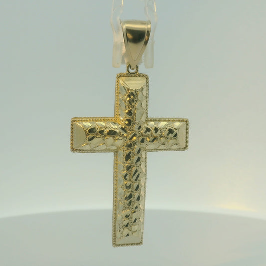 10K YELLOW GOLD SOLID NUGGET CROSS 7G