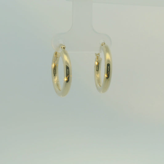 14K YELLOW GOLD POLISHED HOOPS 3MM UNISEX