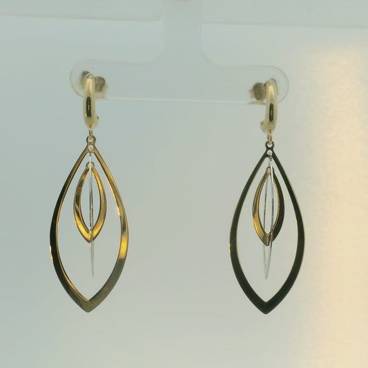 14K TWO TONE GOLD POLISHED DANGLE EARRINGS WOMEN
