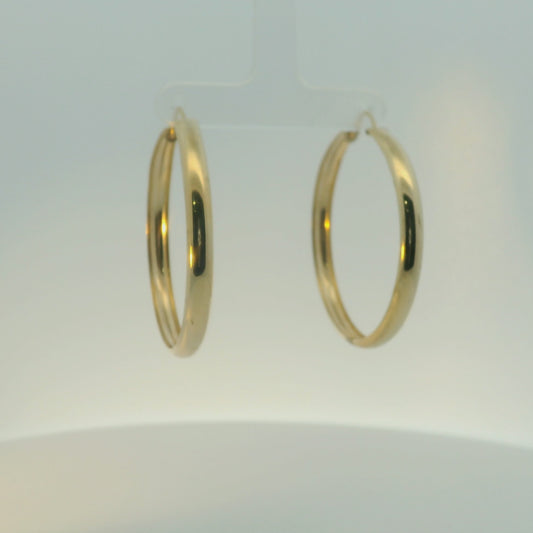 14K YELLOW GOLD CLASSIC DESIGN HOOP EARRINGS 42.35MM LENGTH 39.64MM WIDTH