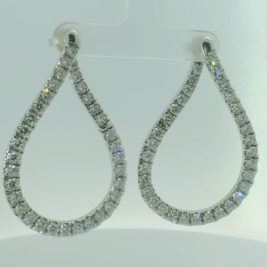 14K WHITE GOLD FANCY LAB GROWN ROUND DIAMOND DANGLE EARRINGS