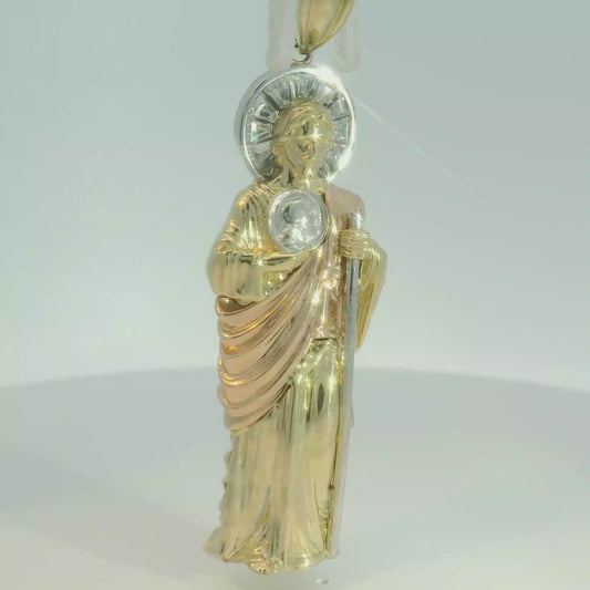 14K TRI COLOR GOLD ST. JUDE CHARM CZ 59.46MM LENGTH