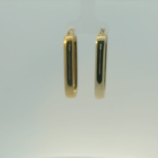 14K YELLOW GOLD RECTANGLE HOLLOW EARRINGS 36.50MM LENGTH 2.03MM THICK