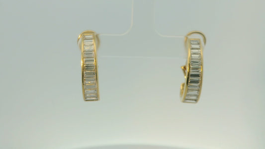 18K YELLOW GOLD EARRINGS WITH BAGUETTE CUT NATURAL DIAMONDS
